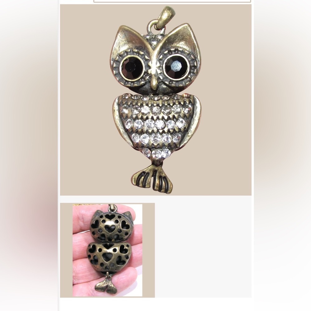 Gold and SilverTone  Owl Pendant Necklace